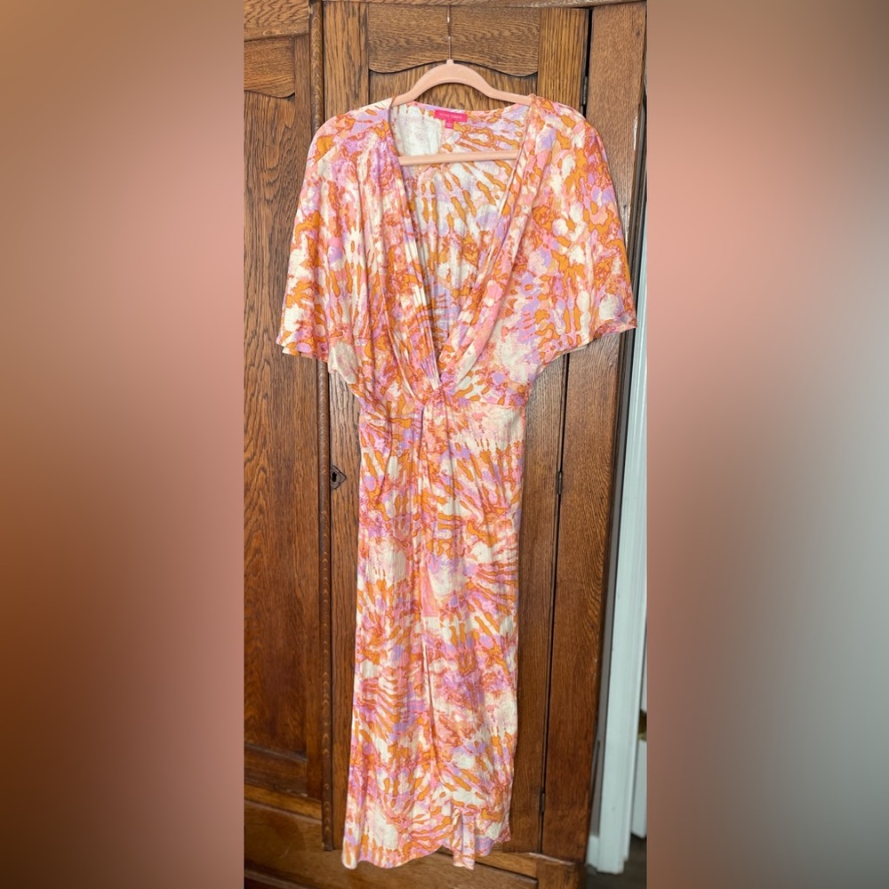 Flying Tomato Pink and Orange Tie Die Short Sleeve Dress Size Large